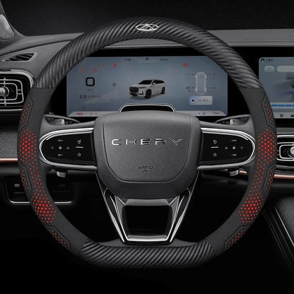 Chery Tiggo Karbonfiber Semsket Skinn Rattrekk