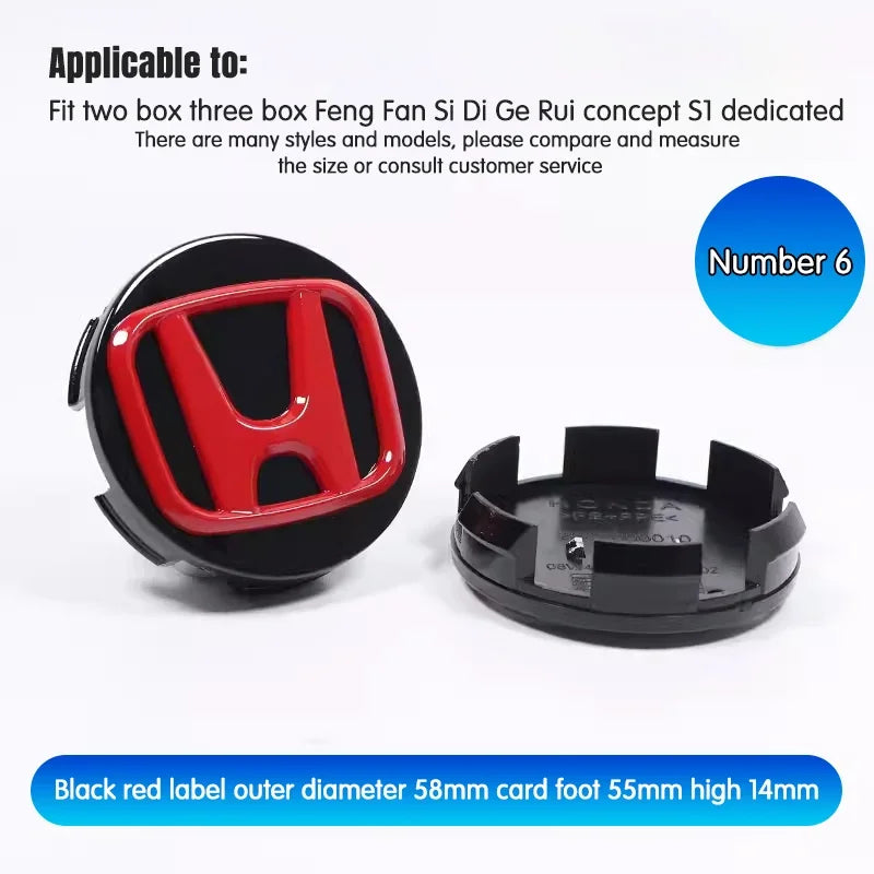 4Pcs Honda Wheel Center Hub Caps 69mm 62mm 58mm
