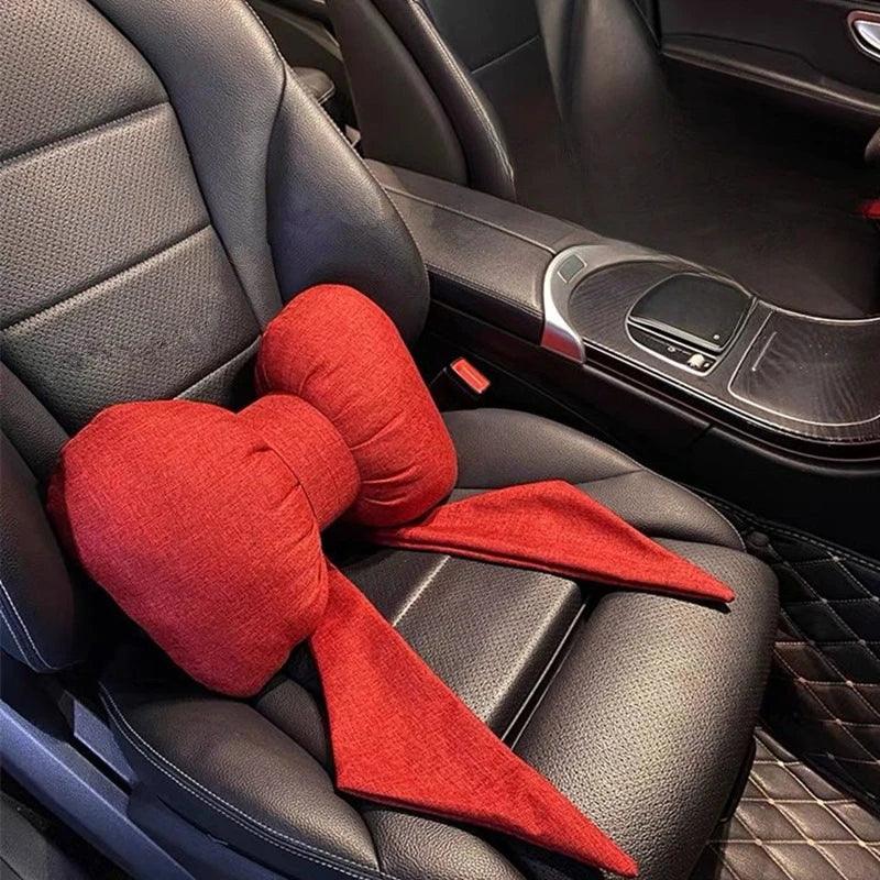 Butterfly Bow Tie Cotton Linen Car Neck Pillow Head Restraint