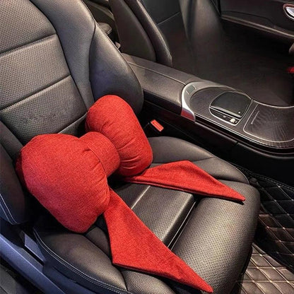 Butterfly Bow Tie Cotton Linen Car Neck Pillow Head Restraint