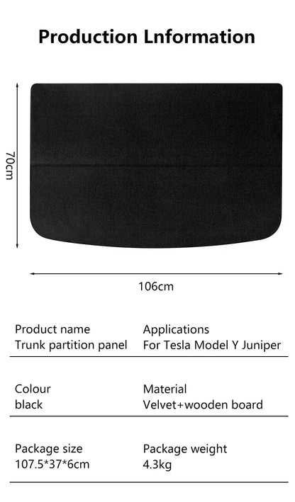 Tesla Model Y Juniper 2025 Trunk Retractable Cargo Cover - 