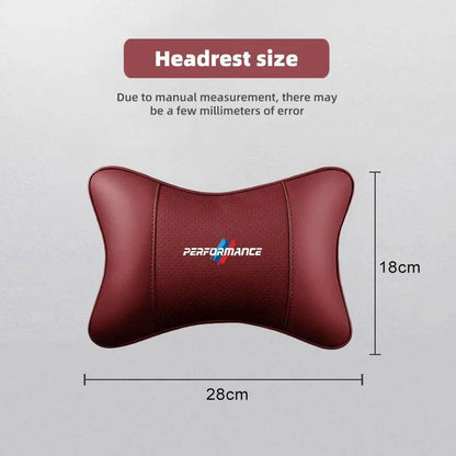 BMW Leather Car Neck Pillow – Fits F25, F15, E90, E60, G22 & More - TZ-Deep red