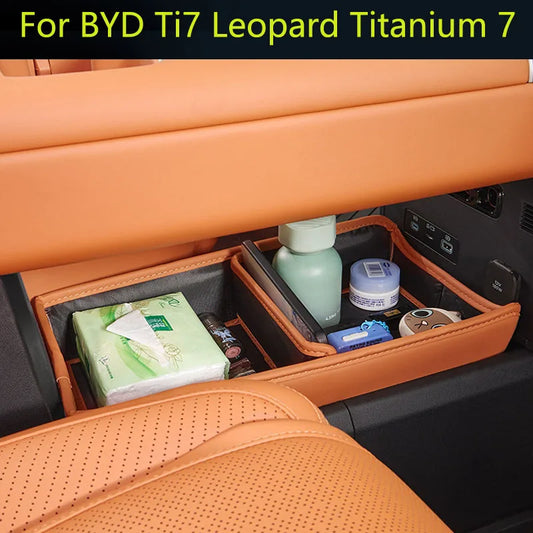For BYD Ti7 Leopard Titanium 7 Accessories 2025 2026 Center Console Storage Box Double Layer Silicone Water Cup Storage Box