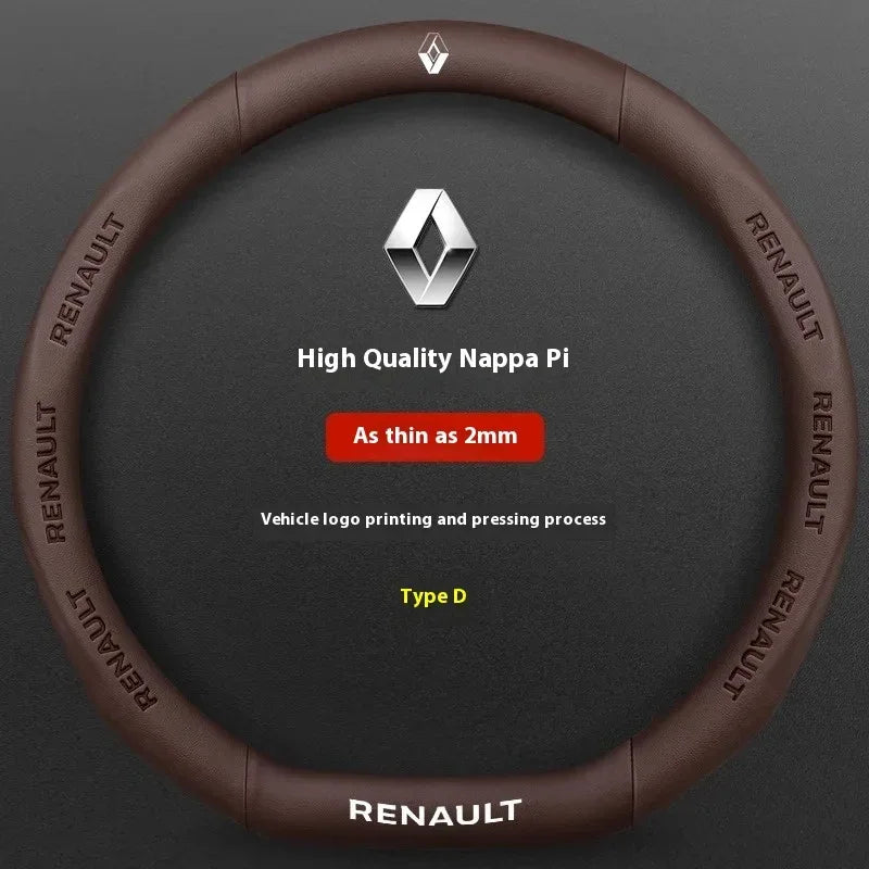 Renault Carbon Fiber Steering Wheel Cover - D Leather Brown