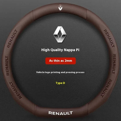 Renault Carbon Fiber Steering Wheel Cover - D Leather Brown