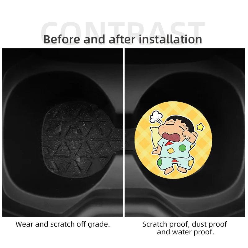 Anti-Slip Crayon Shin-chan Car Cup Coasters Set Interior Pads