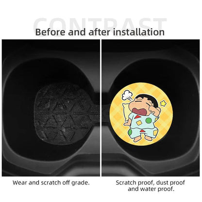Anti-Slip Crayon Shin-chan Car Cup Coasters Set Interior Pads