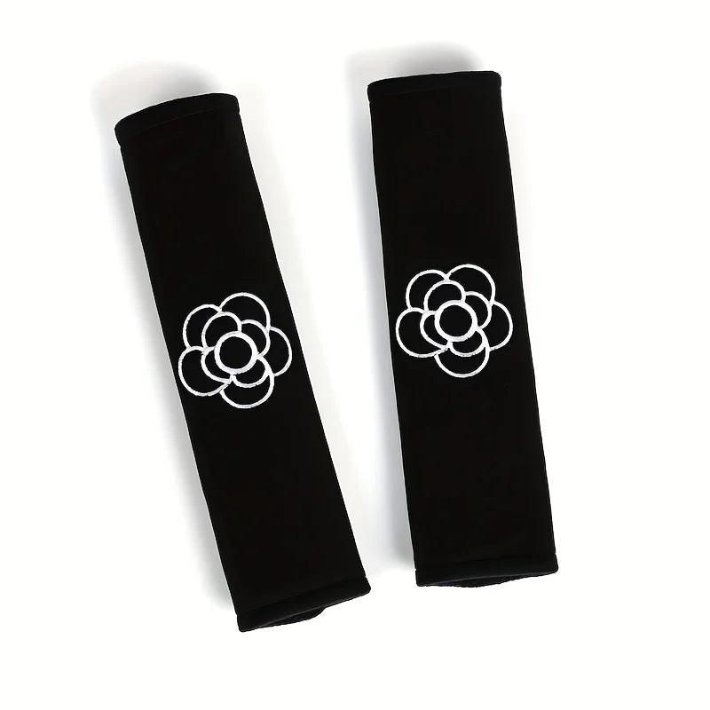 2pcs Flower Shoulder Pad Car Seat Belt Covers Interior Protection