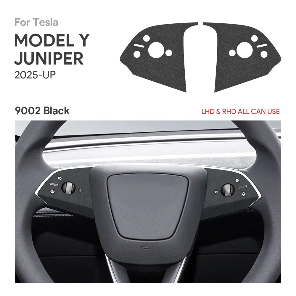 Tesla Model Y Steering Wheel Trim | Italian Suede Panel Stickers (2025+) - 6408 Bottom