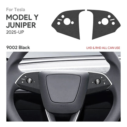 Tesla Model Y Steering Wheel Trim | Italian Suede Panel Stickers (2025+) - 6408 Bottom