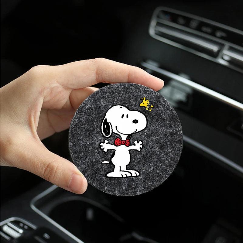 Snoopy Felt Car Cup Holder Coasters - Anti-Slip Universal Pads