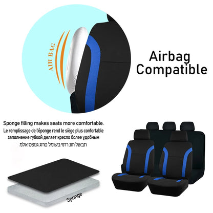 Car Seat Covers – Universal Breathable Air Mesh & Polyester Fabric - Black 2 front seat