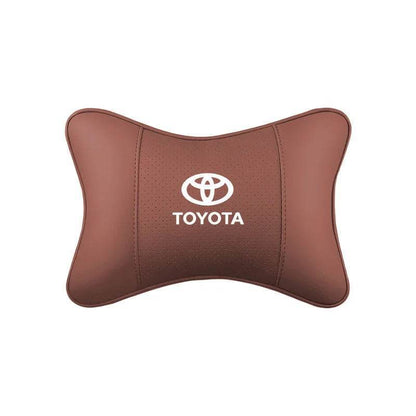 Toyota Crown Leather Car Headrest Neck Pillow - TZ-Mocha brown