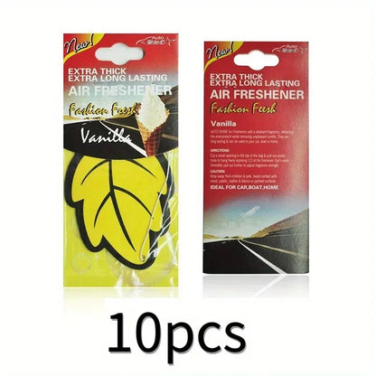 Leaf Shape Hanging Car Air Freshener - 10Pcs-vanilla