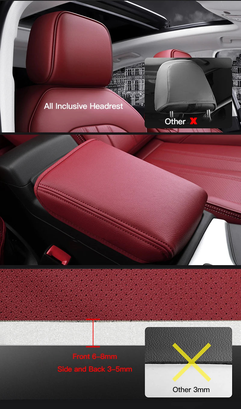 Custom-Fit Leather Car Seat Covers for Audi A3, A4, A6, Q3, Q5, Q7, A7 & TT – Full 5-Seat Set
