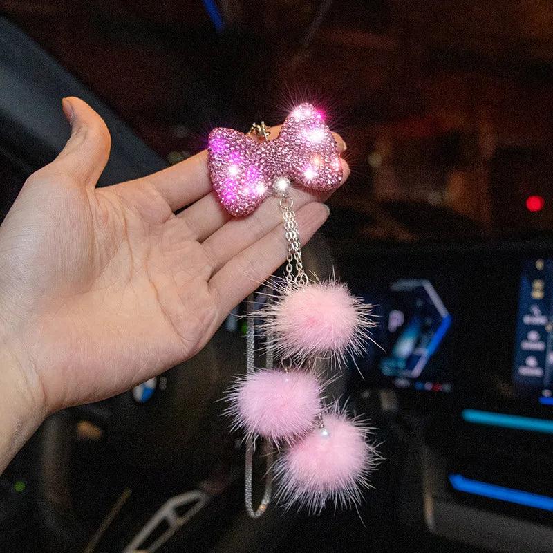 Diamond Crystal Bowknot Car Rearview Mirror Pendant Ornament