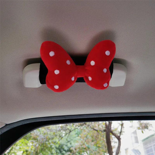 Red Bow Plush Car Interior Handle Cover Universal Handbrake Case