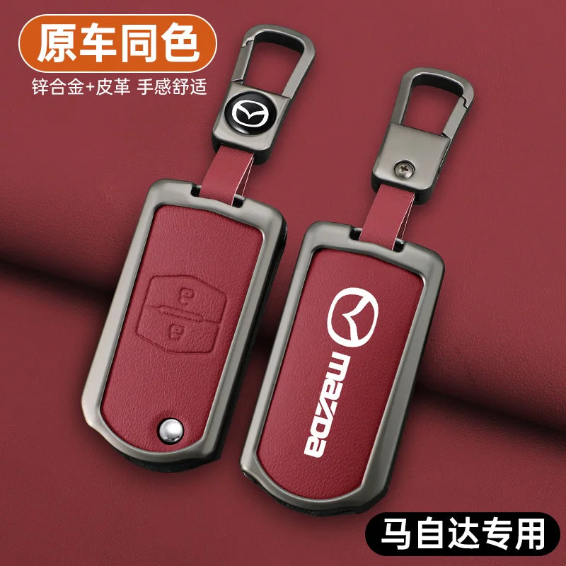Genuine Leather Flip Key Case Cover for Mazda 2 3 5 6 8 CX5 CX7 CX9