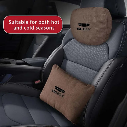 Geely Car Headrest & Lumbar Support Pillow - Headrest white
