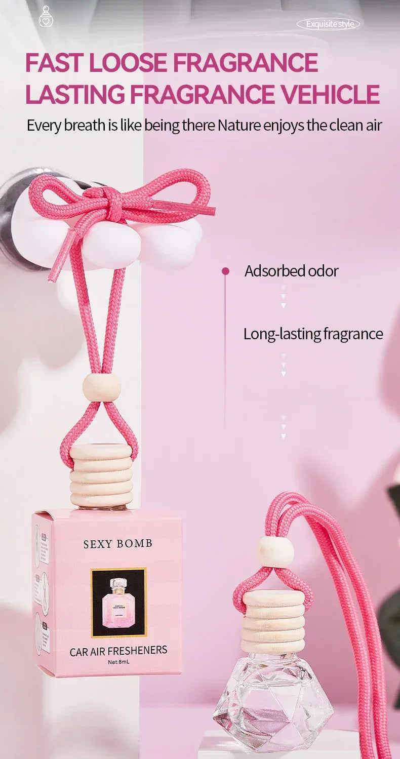 Pink Hanging Car Air Freshener Perfume Pendant - Oilimpia