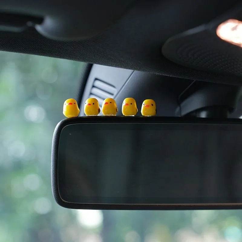 5pcs Mini Duck Car Ornaments – Dashboard & Rearview Mirror - A