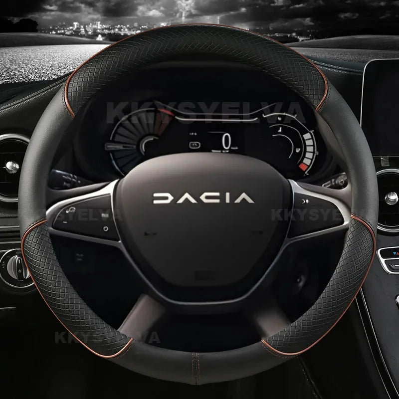 Dacia Microfibre Steering Wheel Cover - Round Shape / Coffee