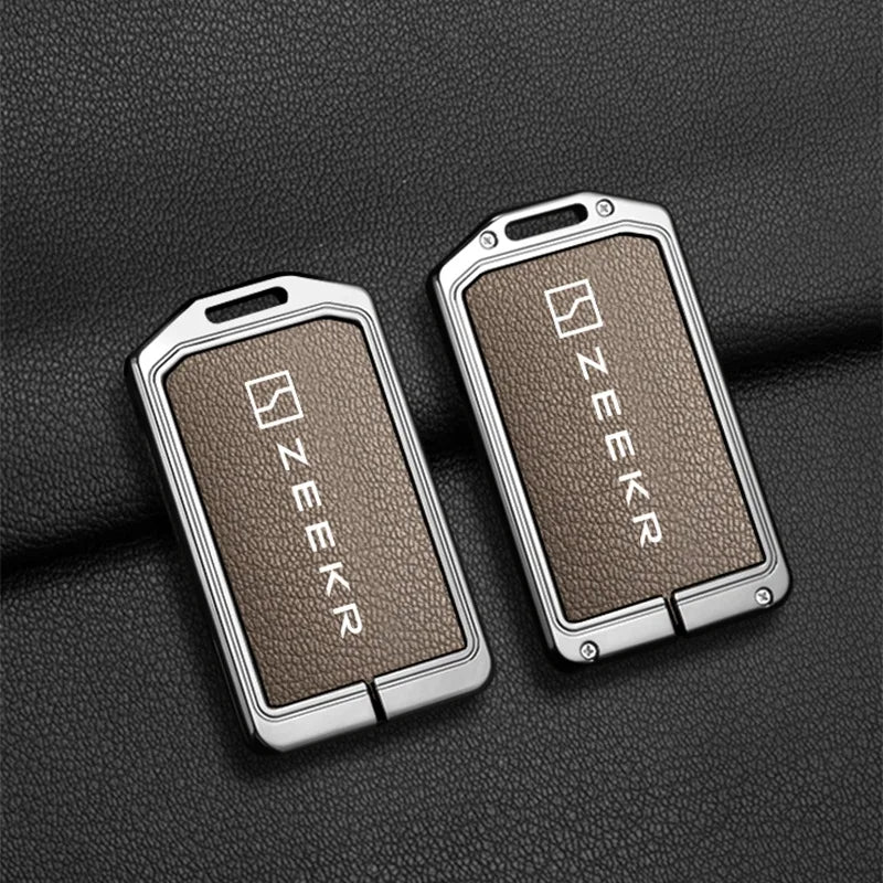 Zeekr 7X 009 007 001 NFC Zinc Alloy Leather Key Cover Case Chain