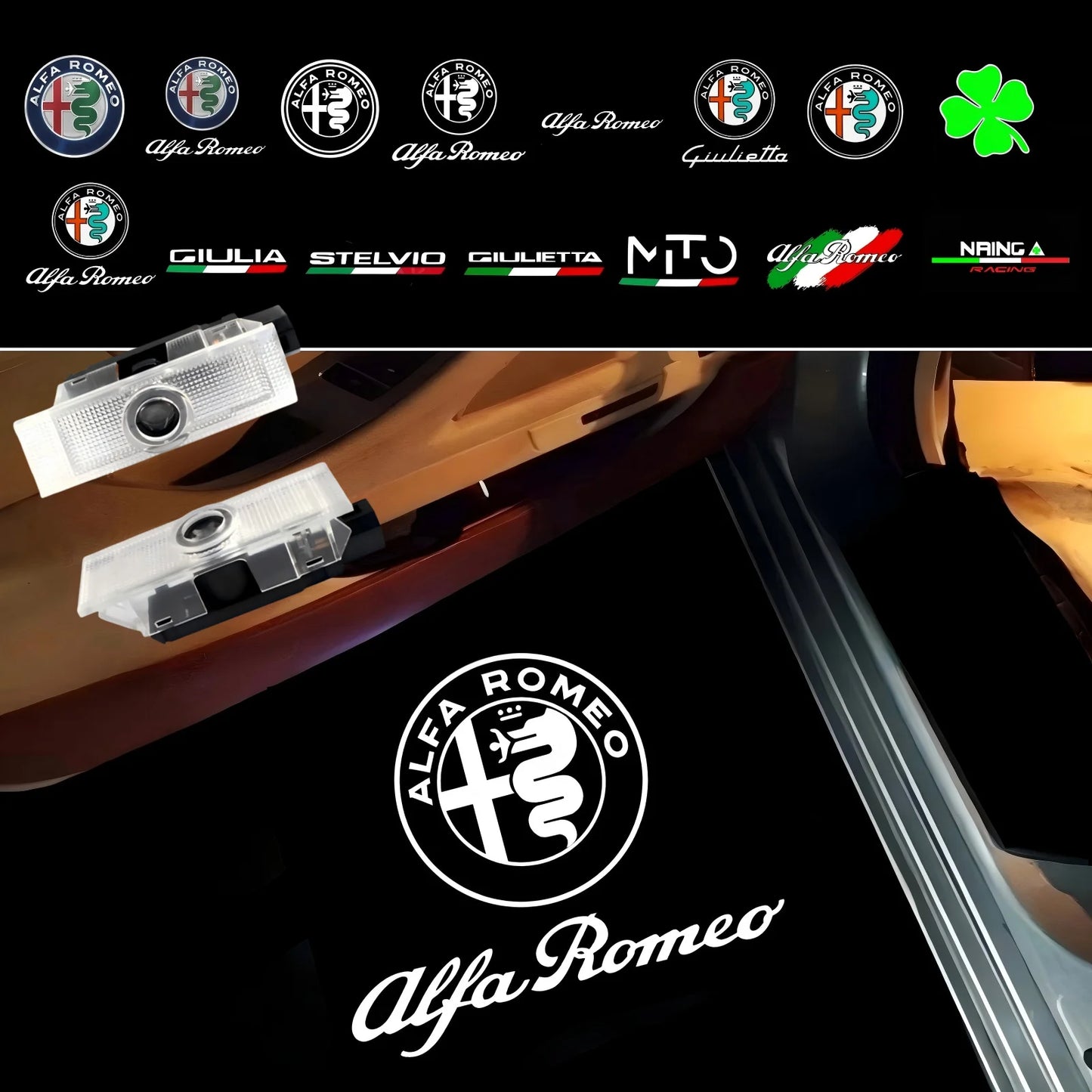 LED Car Welcome Logo Door Projector Light For Alfa Romeo Giulia Mito
