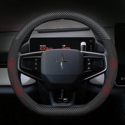 Polestar Carbon Fiber Suede Steering Wheel Cover (2023–2024) - O Leather Red