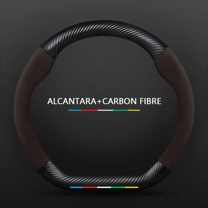 Napa Leather Universal Steering Wheel Cover - Round Shape / Coffee (Style 2)