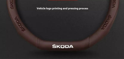 Skoda Kodiaq Octavia Superb Carbon Fiber Steering Wheel Cover - D Carbon Beige