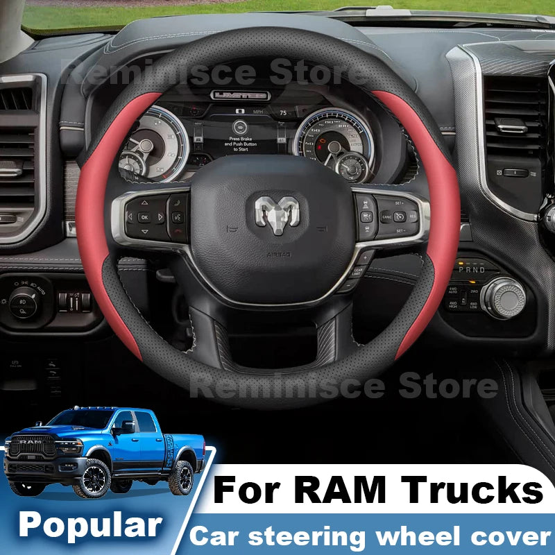 RAM Leather Steering Wheel Cover - Red