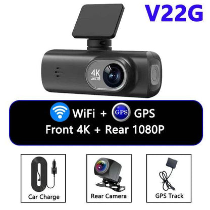 4K WIFI V22 Mini Dashcam Night Vision with Rear Camera - 