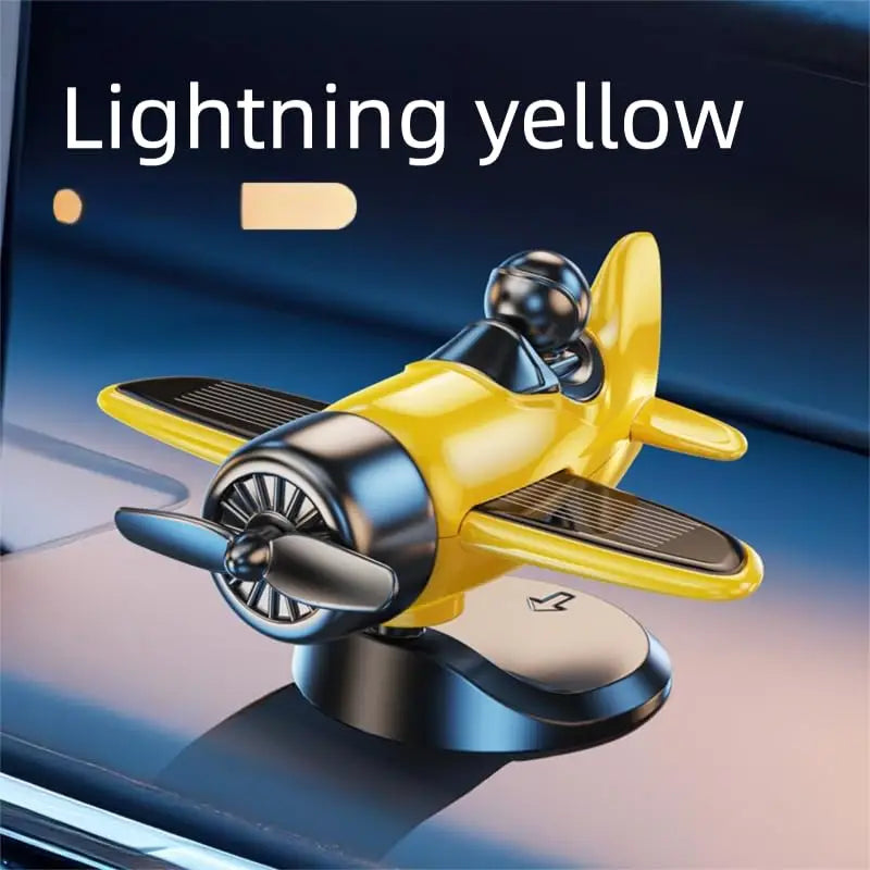 Solar Rotating Aeroplane Dashboard Ornament - yellow 1pc