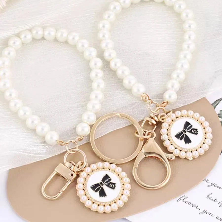 Pearl Shell Bead Keychain - Shiny Phone Bag Charm Accessory
