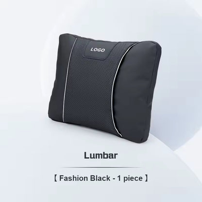 Customized Logo - Leather Car Seat Pillows - Lumbar Black