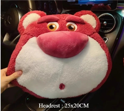 Strawberry Bear Car Headrest and Lumbar Pillow