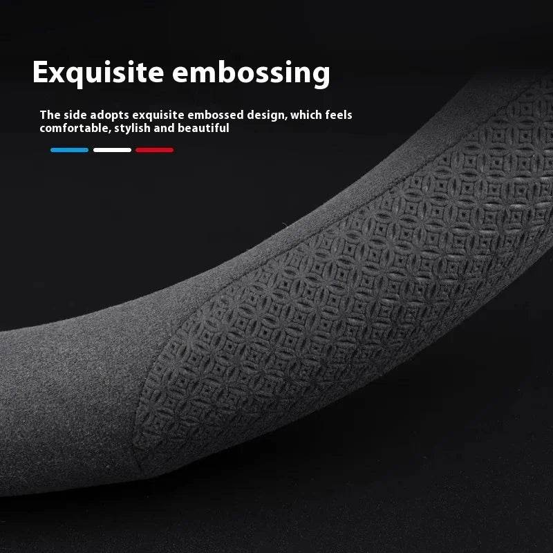 Volvo Carbon Fiber Leather Steering Wheel Cover for XC40, XC60, XC70, XC90, C30, C70, S40, S60, S80, S90, V40, V50, V60, V70 - 