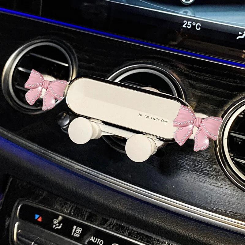 Pearl Bow Gravity Car Phone Holder Universal Air Vent Clip Mount
