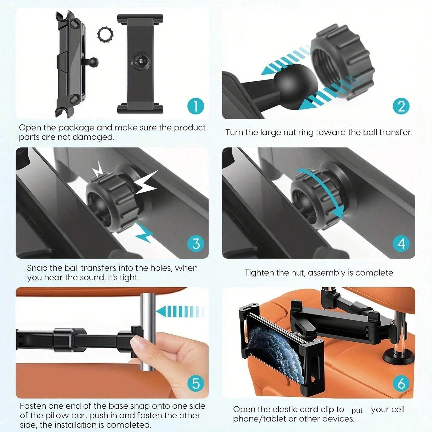 Car Headrest Tablet Holder – Adjustable Mount for iPad, Samsung & All Tablets - 