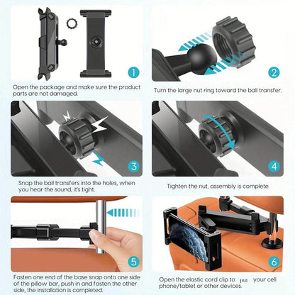 Car Headrest Tablet Holder – Adjustable Mount for iPad, Samsung & All Tablets - 