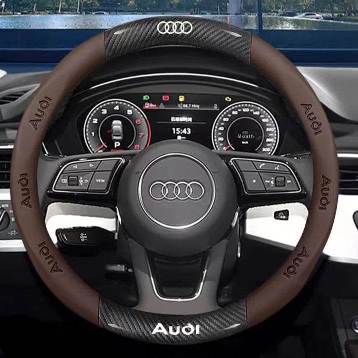 Audi Carbon Fiber Leather Steering Wheel Cover – A Series/Q Series/S & RS Series/ TT - O Carbon Brown