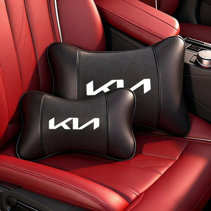 KIA Car Headrest & Lumber Support Pillow - Black Headrest