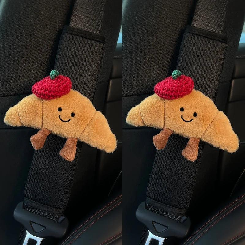 2pc Ice Silk Croissant Car Seat Belt Covers