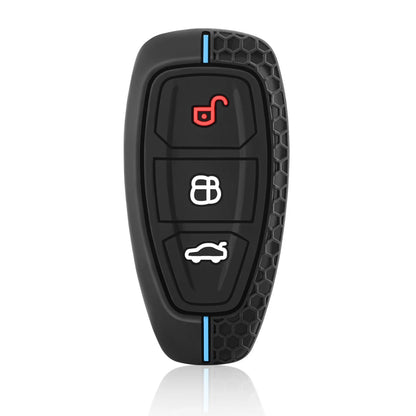 Ford Silicone Key Case — Focus, Kuga, Fiesta, Puma, Transit - Black Blue-line