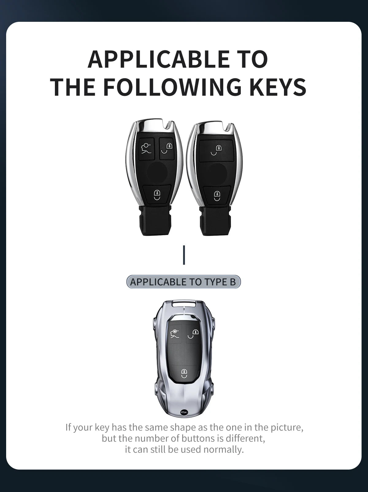 Mercedes-Benz Zinc Alloy Car Key Cover – A, C, E & S Class
