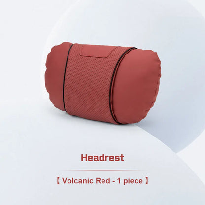 Custom Logo Leather Car Seat Neck Pillow & Lumbar Support Cushion