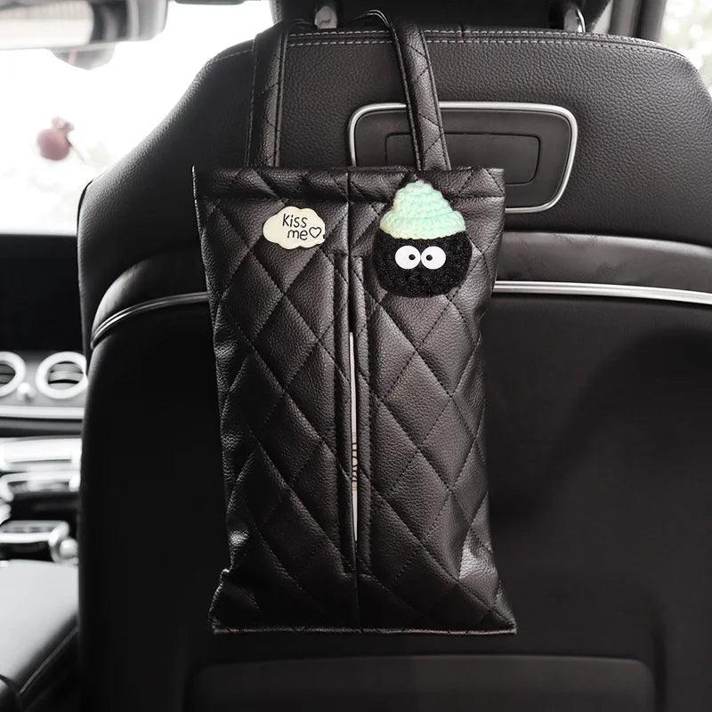 Cloud Cartoon Car Tissue Box Holder - Leather Headrest Mount Organizer