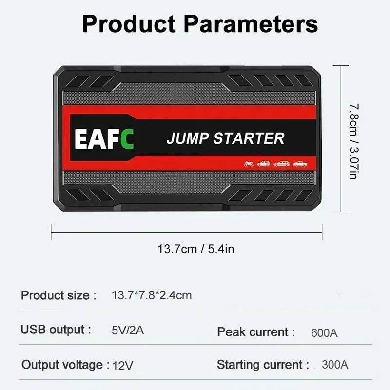 600A Portable Car Jump Starter Power Bank – Emergency 12V Auto Battery Booster for Petrol & Diesel Vehicles - Black