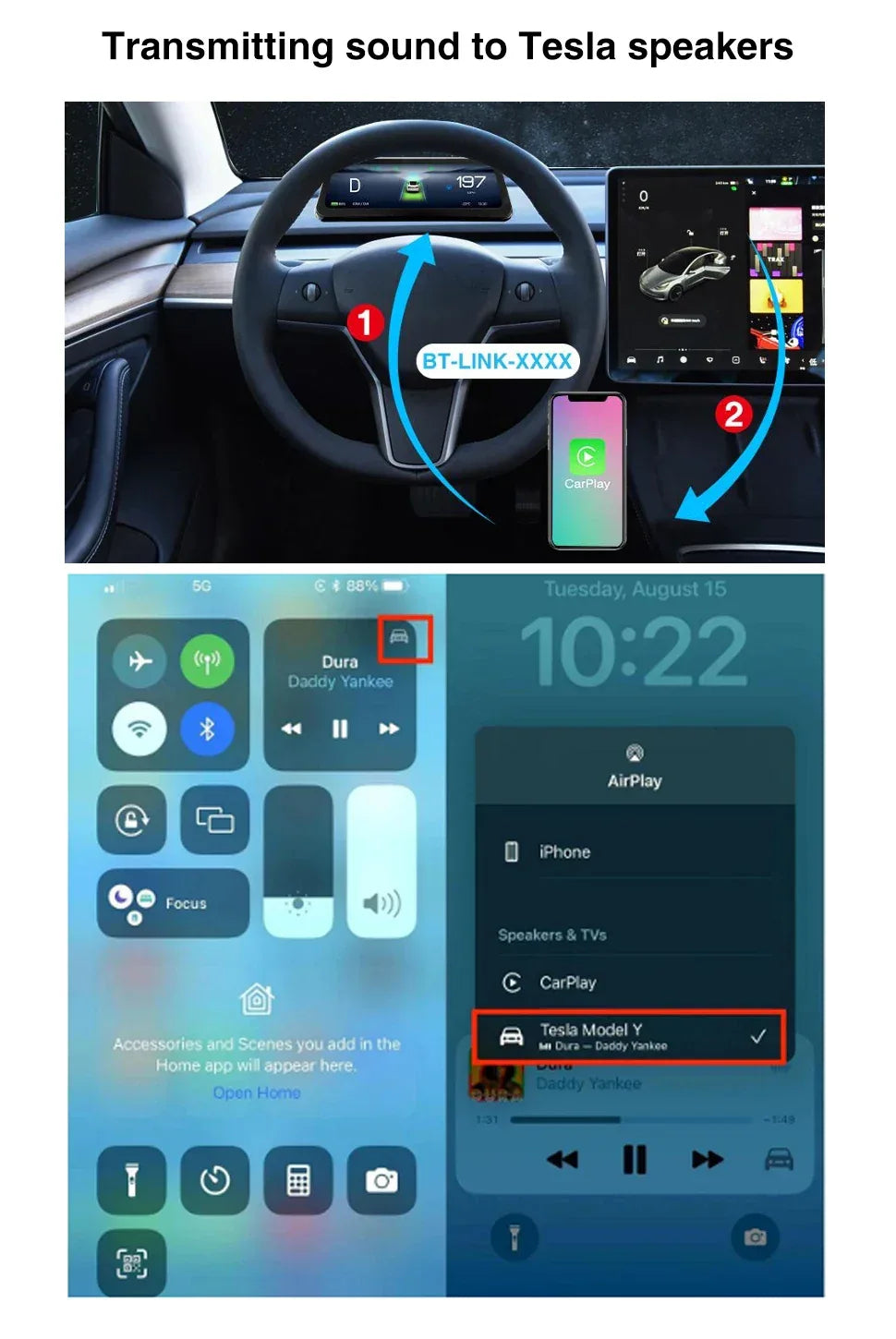 9.6" Tesla HUD Display with CarPlay & Android Auto - 